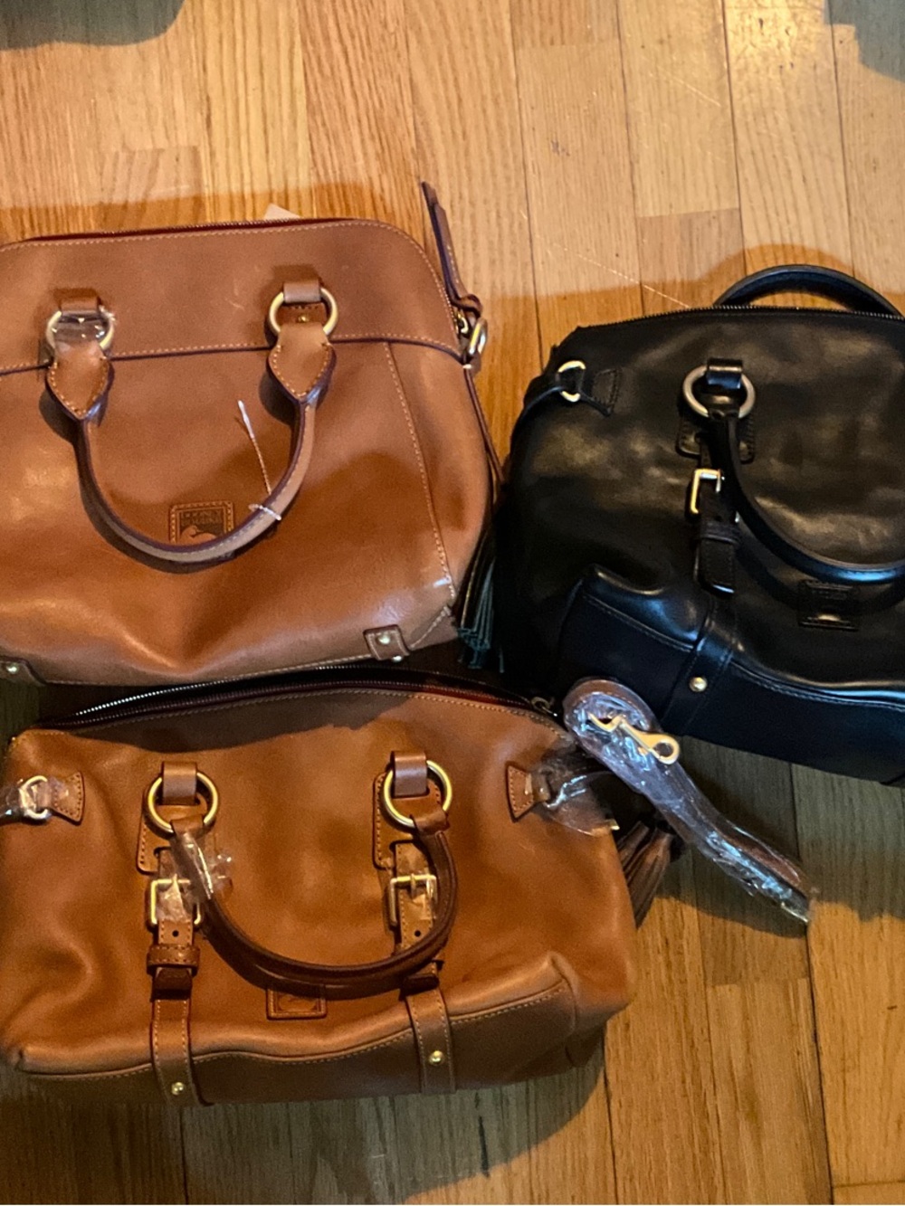 Dooney & Bourke Brown and Black Leather Satchel Set